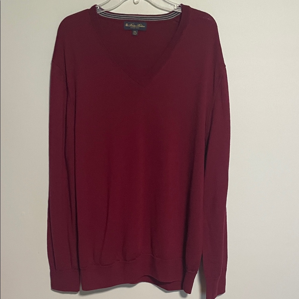 Brooks Brothers Merino Wool Deep Red Sweater Size XXL